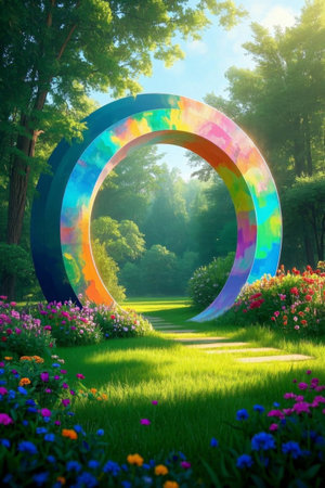 Colorful circular landscape in the forestの素材