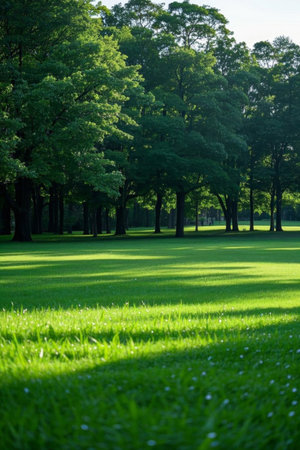 Forest and grassland landscape in the sunの素材