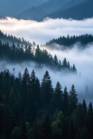 Misty forest landscapeの素材