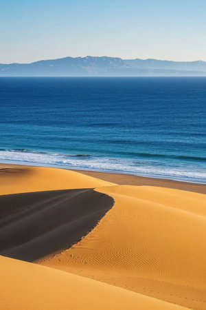 Natural scenery where desert and ocean meetの素材