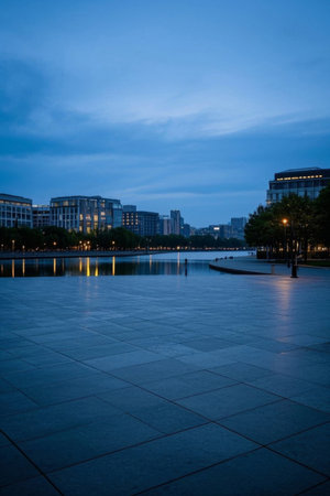 City Square Night View and Distant Buildingsの素材
