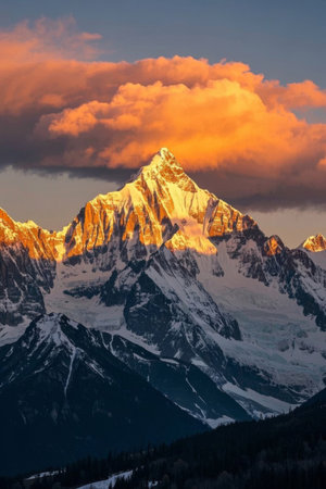 Snow Mountain Sunset Magnificent Viewの素材