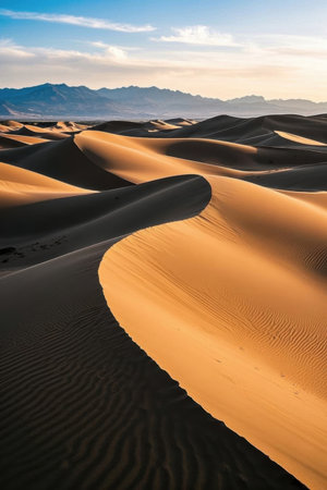 The vast desert with rolling sand dunes is a natural landscapeの素材