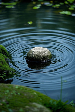Stones and ripples in the waterの素材