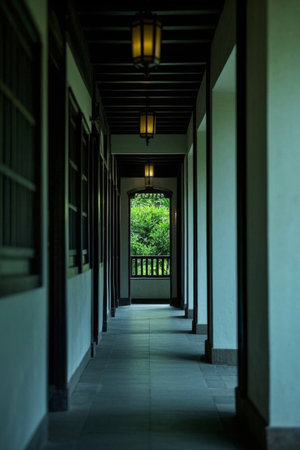 Chinese corridor courtyard sceneryの素材