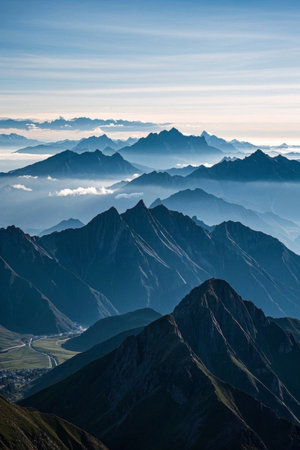 Continuous mountains and sky sceneryの素材