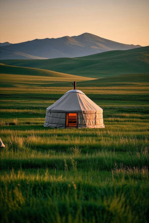 Yurt on the grasslandの素材