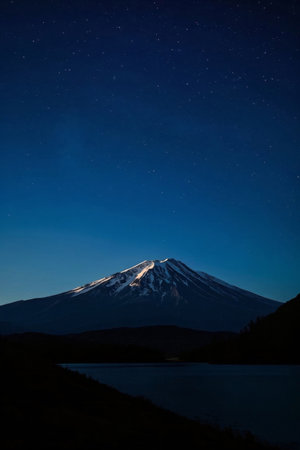 Mount Fuji in the night skyの素材