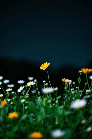 Close up of yellow and white wildflowersの素材