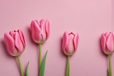 Pink tulips on a pink backgroundの素材