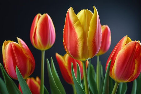 Close up of red and yellow tulipsの素材