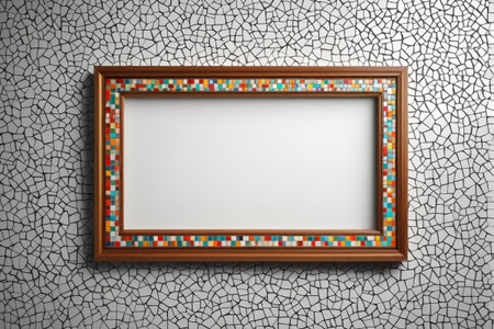 Blank picture frame with colorful decorative borderの素材