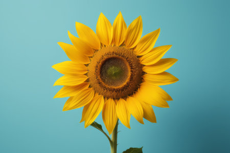 Close up of sunflower against blue backgroundの素材