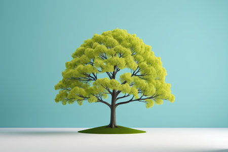 Individual trees on a light green backgroundの素材