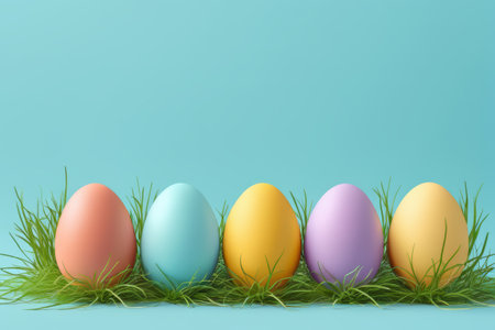 Easter eggs on the grassの素材