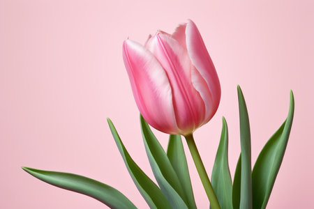 Single tulip on pink backgroundの素材