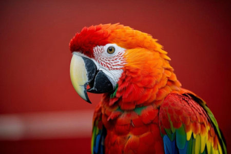 Close up of a colorful macawの素材