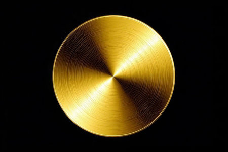 Close up of a gold metal discの素材