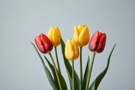 Close up of red and yellow tulipsの素材