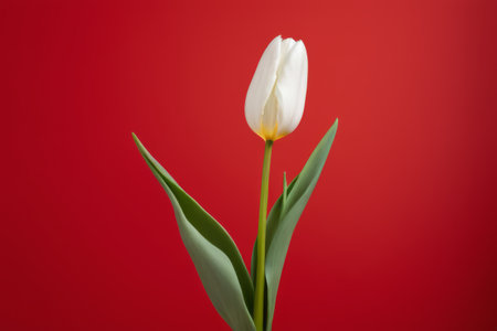 White tulip on red backgroundの素材