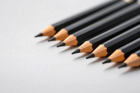 Neatly arranged black pencilsの素材
