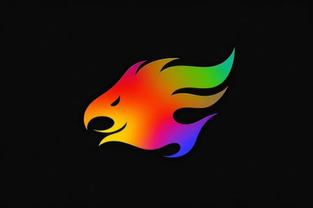 Colorful flame style eagle head logo designの素材
