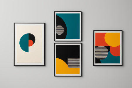 Modern geometric decorative painting combination on the wallの素材