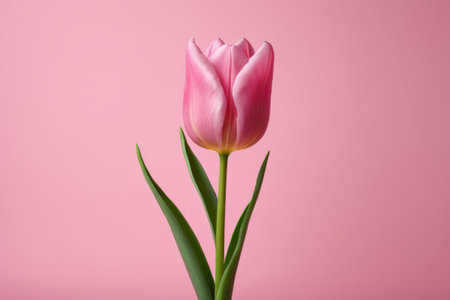Pink background single pink tulipの素材