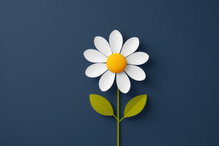 White daisy illustration on blue backgroundの素材
