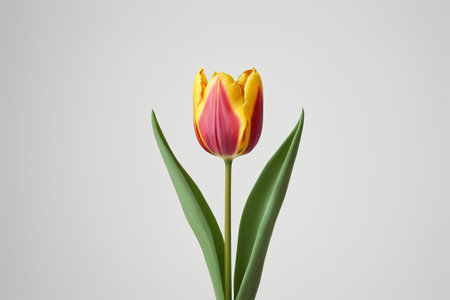 Close up of red and yellow tulipの素材