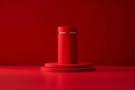 Red cylindrical item displayの素材