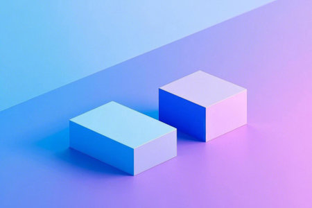 Geometric cube with blue purple backgroundの素材