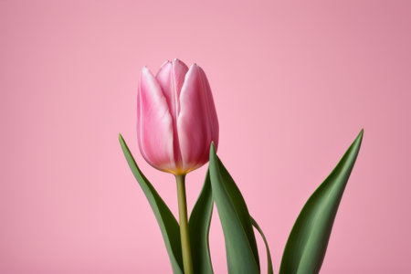 Single tulip in pink backgroundの素材
