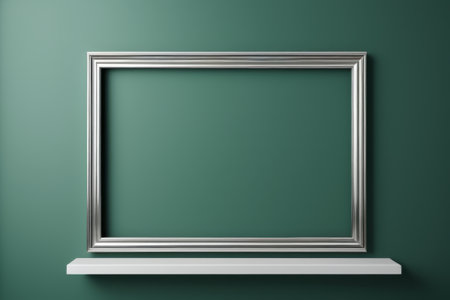 Metal photo frame on green backgroundの素材