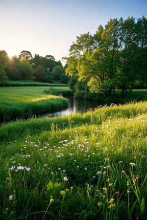 Riverside meadow natureの素材