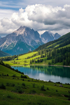 Mountain lake natural sceneryの素材