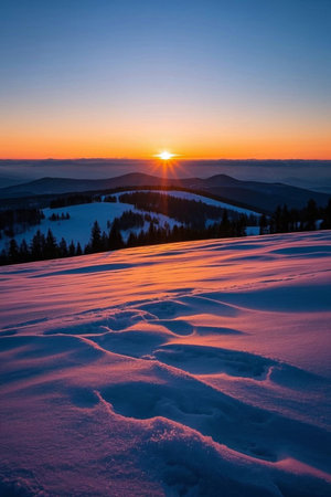 Snow Mountain Sunrise Natural Sceneryの素材