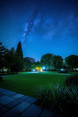 Park Lawn Starry Sky Night Viewの素材