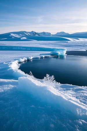Polar ice and snow landscapes and glacial watersの素材
