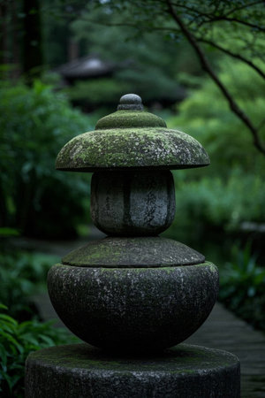Stone lantern landscape in the gardenの素材