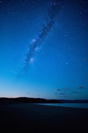 Milky Way landscape under the beach night skyの素材