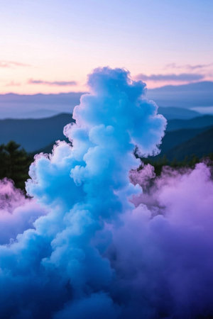 Mountain colored smoke landscapeの素材