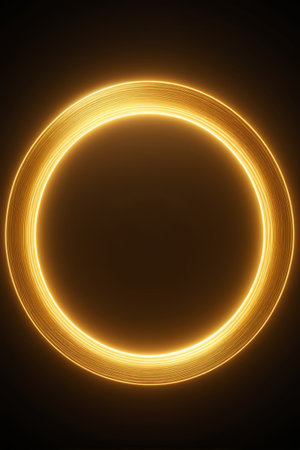 Glowing gold ring on black backgroundの素材