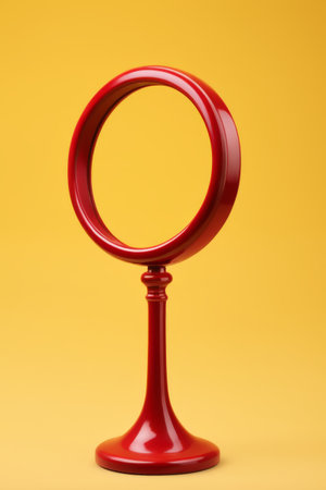 Close up of red desktop makeup mirrorの素材