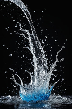 Blue splash on black backgroundの素材