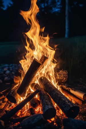 Bonfires burning outdoorsの素材