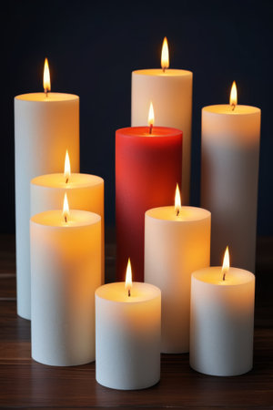 Multiple lit cylindrical candlesの素材