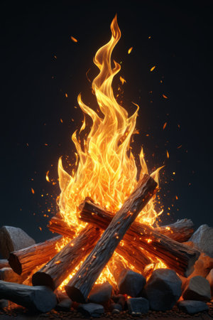 Close up of a burning bonfireの素材