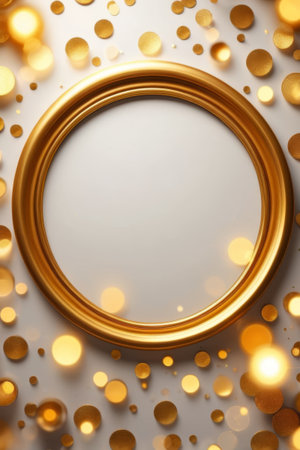 Golden ring background with glowing particlesの素材