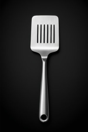 Close up of stainless steel kitchen shovelの素材